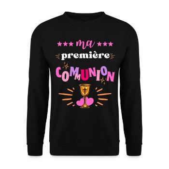 Ma Premiere Communion Fille - Sweat-shirt Unisexe - noir - Devant - Alina (178cm) & Michal (187cm)