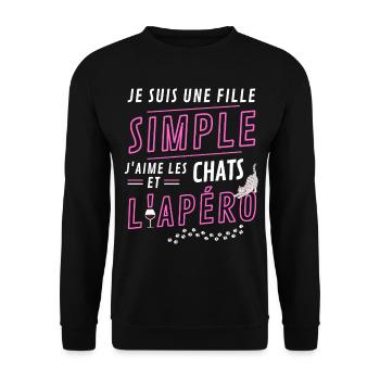 FILLE SIMPLE CHATSET APERO - Sweat-shirt Unisexe - noir - Devant - Alina (178cm) & Michal (187cm)