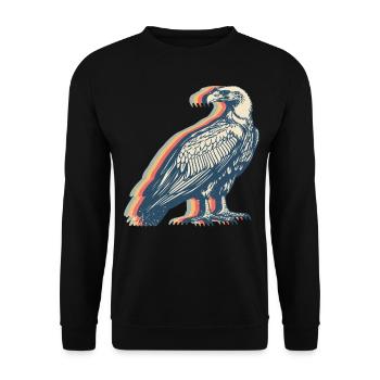Geier Vogel Retro Line Art - Unisex Pullover - Schwarz - Vorne - Alina (178cm) & Michal (187cm)