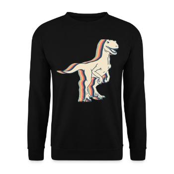 Velociraptor Dinosaur Retro Line Art - Unisex Sweatshirt - black - Front - Alina (178cm) & Michal (187cm)