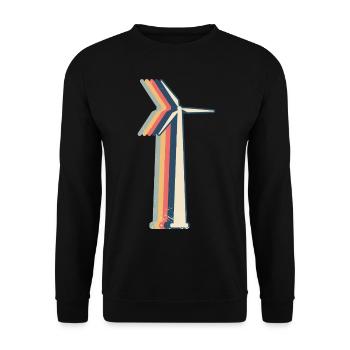 Windturbine Techniker Retro Line Art - Unisex Pullover - Schwarz - Vorne - Alina (178cm) & Michal (187cm)