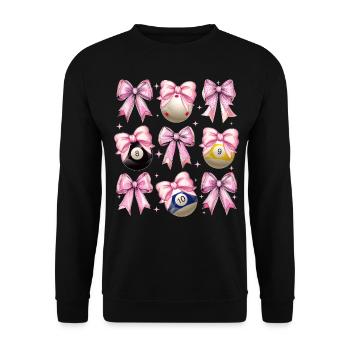 Coquette Bow Billard Billardkugeln Mädchen Mama - Unisex Pullover - Schwarz - Vorne - Alina (178cm) & Michal (187cm)