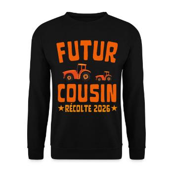 Futur Cousin Récolte 2026 Tracteur - Sweat-shirt Unisexe - noir - Devant - Alina (178cm) & Michal (187cm)