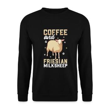 Coffee and East Frisian Dairy Sheep - Unisex Sweatshirt - black - Front - Alina (178cm) & Michal (187cm)