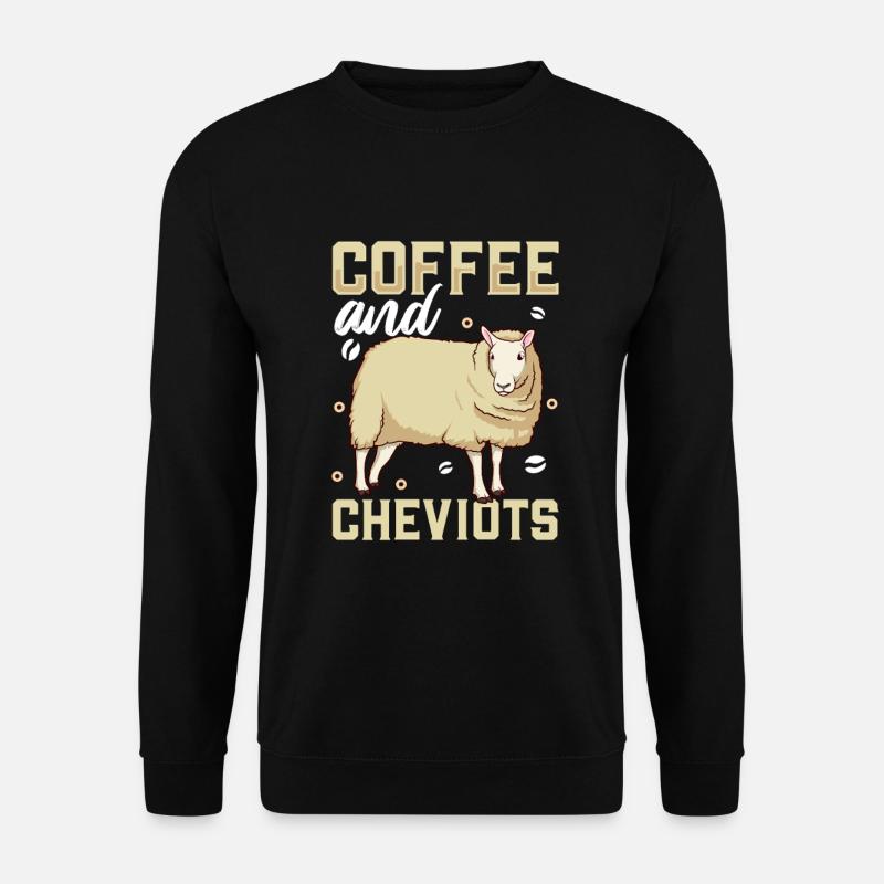 Kaffee und Cheviot-Schaf - Unisex Pullover - Schwarz