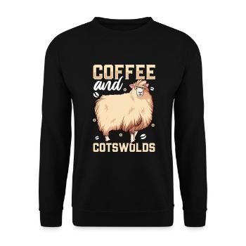 Kaffee und Cotswold-Schaf - Unisex Pullover - Schwarz - Vorne - Alina (178cm) & Michal (187cm)