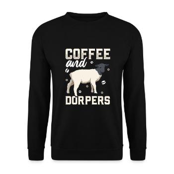 Kaffee und Dorperschaf - Unisex Pullover - Schwarz - Vorne - Alina (178cm) & Michal (187cm)
