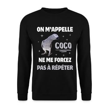 CADEAU SURNOM PERROQUET HUMOUR - Sweat-shirt Unisexe - noir - Devant - Alina (178cm) & Michal (187cm)