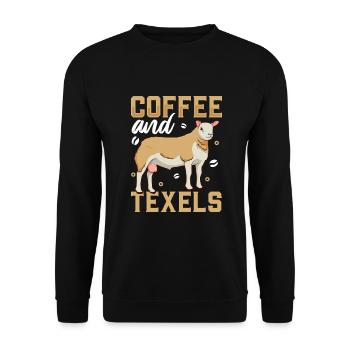 Coffee and Texel sheep - Unisex Sweatshirt - black - Front - Alina (178cm) & Michal (187cm)