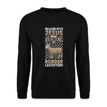 Jésus et les brebis - Border Leicester - Sweat-shirt Unisexe - noir - Devant - Alina (178cm) & Michal (187cm)