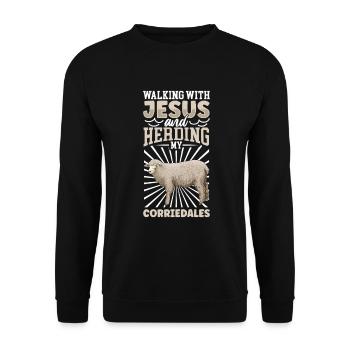Jesus and Sheep - Corriedale Domestic Sheep - Unisex Sweatshirt - black - Front - Alina (178cm) & Michal (187cm)