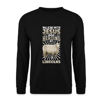 Jésus et les brebis - Lincoln Sheep - Sweat-shirt Unisexe - noir - Devant - Alina (178cm) & Michal (187cm)