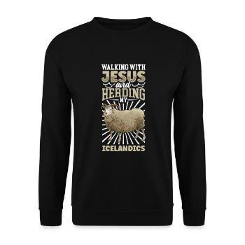 Jésus et les brebis - Brebis islandaises - Sweat-shirt Unisexe - noir - Devant - Alina (178cm) & Michal (187cm)