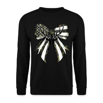 Coquette Bow Deer Hunting Camouflage US Flag - Unisex Sweatshirt - black - Front - Alina (178cm) & Michal (187cm)