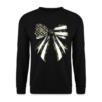 Coquette Bow Camouflage US Flag Pride - Unisex Sweatshirt - black - Front - Alina (178cm) & Michal (187cm)