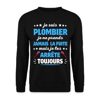 TSHIRT HUMOUR PLOMBIER - Sweat-shirt Unisexe - noir - Devant - Alina (178cm) & Michal (187cm)