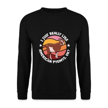 I Love My American Pygmy - Unisex Sweatshirt - black - Front - Alina (178cm) & Michal (187cm)