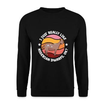 Ich liebe meine Afrikanische Zwergziege - Unisex Pullover - Schwarz - Vorne - Alina (178cm) & Michal (187cm)