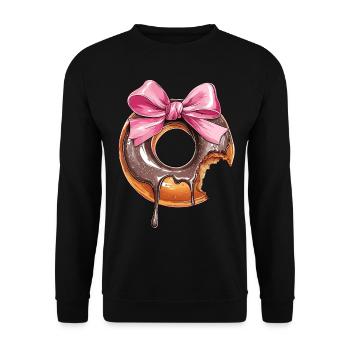 Kokette Schleife Donuts Krapfen Sprinkles Mädchen - Unisex Pullover - Schwarz - Vorne - Alina (178cm) & Michal (187cm)