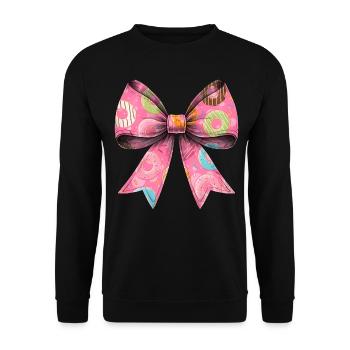 Coquette Bogen Donuts Krapfen Sprinkles Muster - Unisex Pullover - Schwarz - Vorne - Alina (178cm) & Michal (187cm)