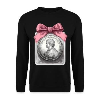 Coquette Bow Münzsammeln Münzsammler - Unisex Pullover - Schwarz - Vorne - Alina (178cm) & Michal (187cm)