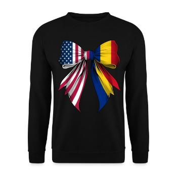Coquette Bow Romania Roots Heritage Romanian - Unisex Sweatshirt - black - Front - Alina (178cm) & Michal (187cm)