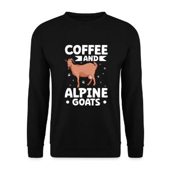 Kaffee und Gebirgsziege - Unisex Pullover - Schwarz - Vorne - Alina (178cm) & Michal (187cm)