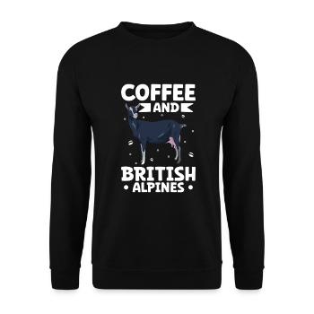 Coffee and British Alpine Goat - Unisex Sweatshirt - black - Front - Alina (178cm) & Michal (187cm)