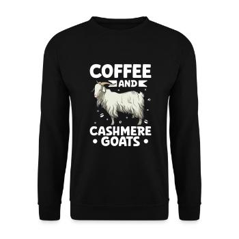 Kaffee und Kaschmirziege - Unisex Pullover - Schwarz - Vorne - Alina (178cm) & Michal (187cm)