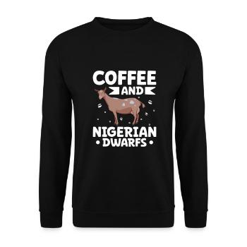 Kaffee und Afrikanische Zwergziege - Unisex Pullover - Schwarz - Vorne - Alina (178cm) & Michal (187cm)