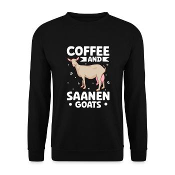 Kaffee und Saanenziege - Unisex Pullover - Schwarz - Vorne - Alina (178cm) & Michal (187cm)