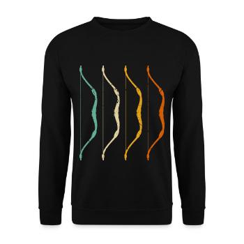 Vintage Bogensport Retro Bogenschießen - Unisex Pullover - Schwarz - Vorne - Alina (178cm) & Michal (187cm)
