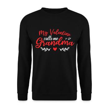 Mon Valentin m’appelle grand-mère - Sweat-shirt Unisexe - noir - Devant - Alina (178cm) & Michal (187cm)