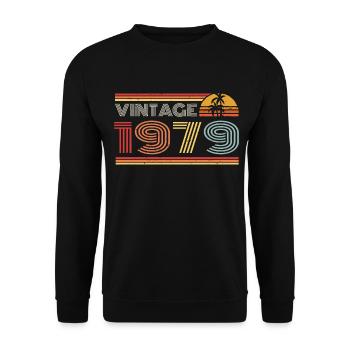 1979 Limited Edition Geburtstag Outfit 1979 vintag - Unisex Pullover - Schwarz - Vorne - Alina (178cm) & Michal (187cm)