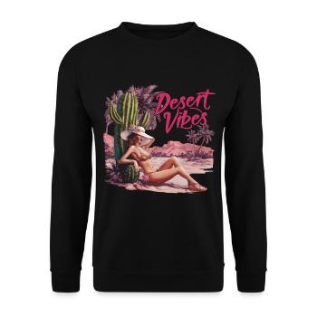 Sonnenuntergang Desert Vibes Urlaub Abenteuer - Unisex Pullover - Schwarz - Vorne - Alina (178cm) & Michal (187cm)