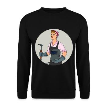 Welder outfit for welders - Unisex Sweatshirt - black - Front - Alina (178cm) & Michal (187cm)