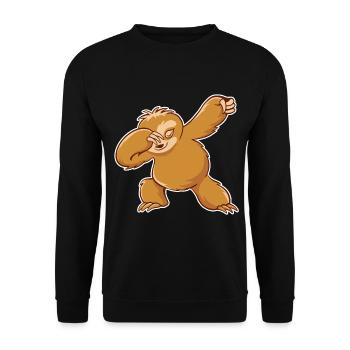 Dabbing Faultier Outfit für Fans der Faultiere - Unisex Pullover - Schwarz - Vorne - Alina (178cm) & Michal (187cm)