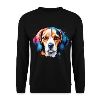 Beagle Hund Rasse Hund in bunten Neoon-Farben - Unisex Pullover - Schwarz - Vorne - Alina (178cm) & Michal (187cm)
