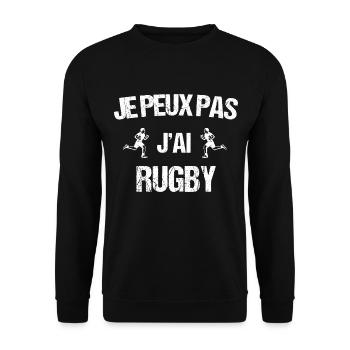 Je peux pas j ai rugby - Sweat-shirt Unisexe - noir - Devant - Alina (178cm) & Michal (187cm)