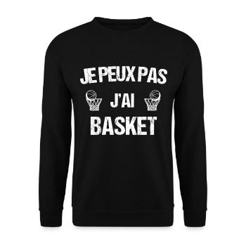 je peux pas j ai basket - Sweat-shirt Unisexe - noir - Devant - Alina (178cm) & Michal (187cm)