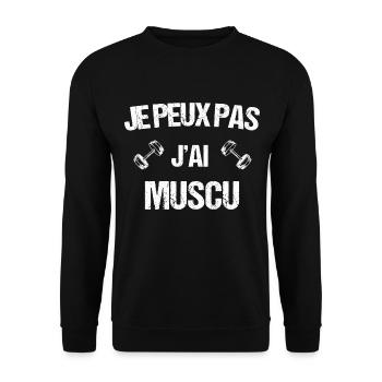 Je peux pas j ai muscu - Sweat-shirt Unisexe - noir - Devant - Alina (178cm) & Michal (187cm)