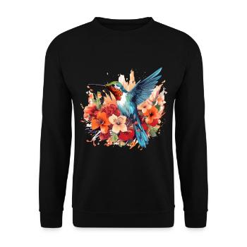 Bunter Kolibri Vogel für Ornithologe - Unisex Pullover - Schwarz - Vorne - Alina (178cm) & Michal (187cm)