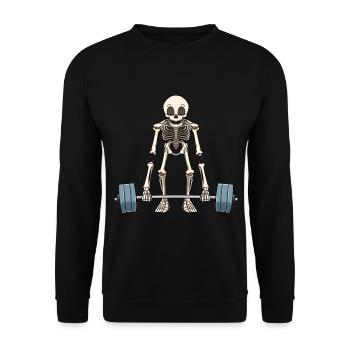 Funny skeleton weightlifting - Unisex Sweatshirt - black - Front - Alina (178cm) & Michal (187cm)