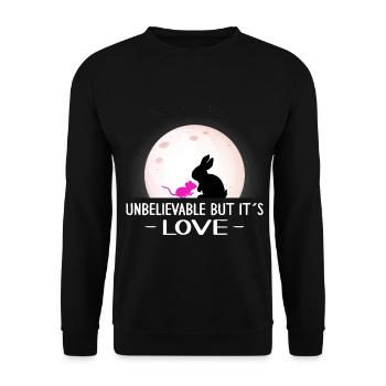 valentinstag patchwork rabbit unbelievable love mouse - Unisex Sweatshirt - black - Front - Alina (178cm) & Michal (187cm)