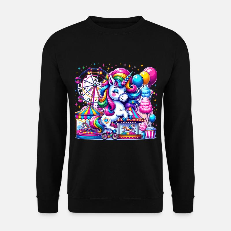 Karnevals-Spaß-Einhorn genießt festliche Fahrten - Unisex Pullover - Schwarz