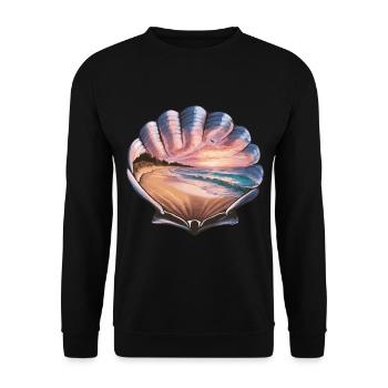 Muschel Strand Szene Serene Ozean Landschaft - Unisex Pullover - Schwarz - Vorne - Alina (178cm) & Michal (187cm)