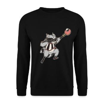 Tischtennis Outfit Damen Katze - Unisex Pullover - Schwarz - Vorne - Alina (178cm) & Michal (187cm)