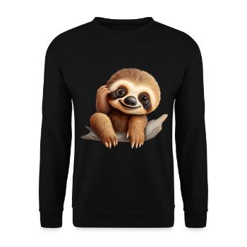 Niedliches Faultier für Kinder für Kinder - Unisex Pullover - Schwarz - Vorne - Alina (178cm) & Michal (187cm)