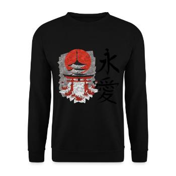Everylasting Love for a Japanese or Japan - Unisex Sweatshirt - black - Front - Alina (178cm) & Michal (187cm)