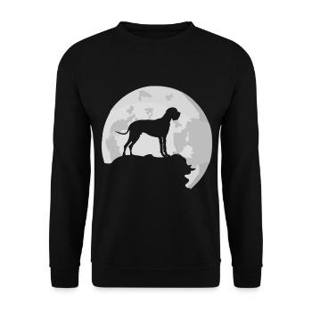 Great Dane Moon Silhouette - Unisex Sweatshirt - black - Front - Alina (178cm) & Michal (187cm)
